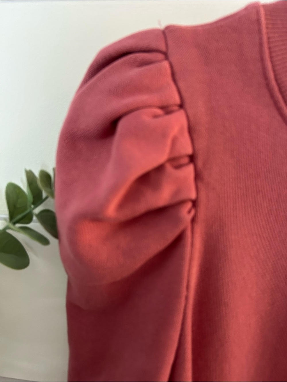 Maeve by Anthropologie Mixed Media Puff Sleeve Sweatshirt | Small - Picture 10 of 10